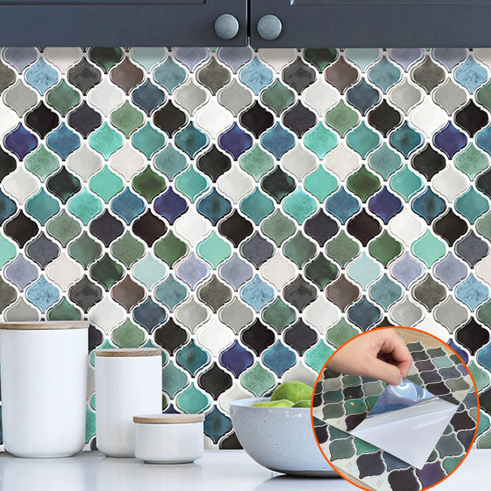 Avtoit | Square Peel & Stick Mosaic Tiles Plastic Arabesque Peel and Stick Wall Tile