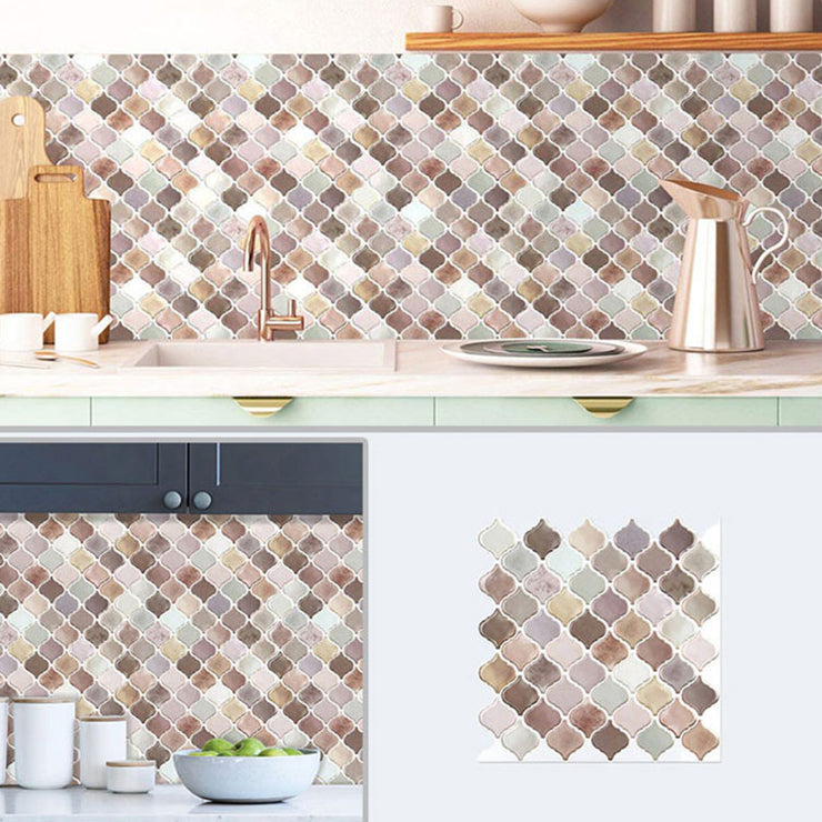 Avtoit | Square Peel & Stick Mosaic Tiles Plastic Arabesque Peel and Stick Wall Tile