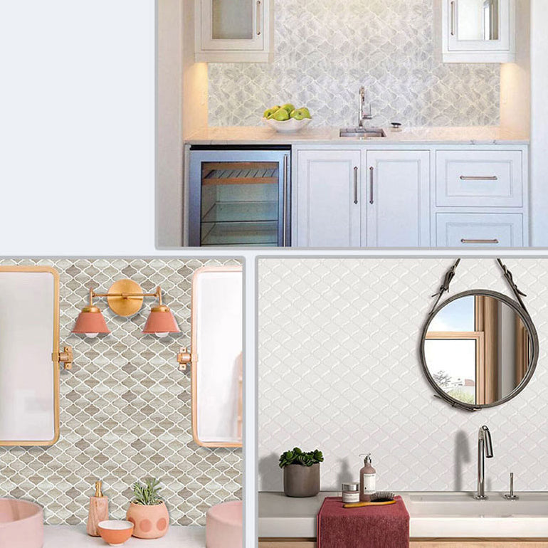 Avtoit | Square Peel & Stick Mosaic Tiles Plastic Arabesque Peel and Stick Wall Tile