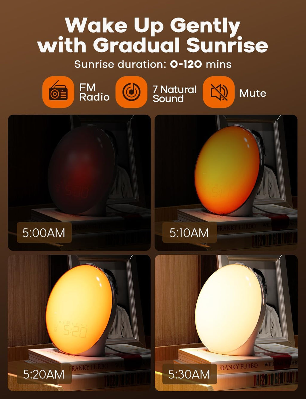 Avtoit | GlowRise Natural Wake-Up Light Alarm Clock with Sunrise & Sunset Simulation