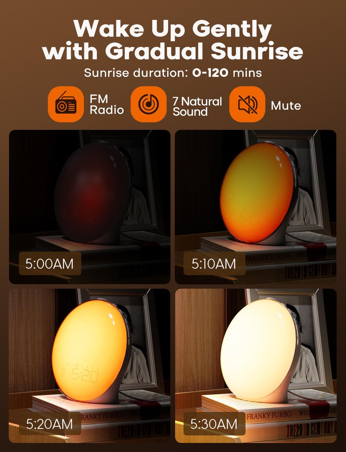 Avtoit | GlowRise Natural Wake-Up Light Alarm Clock with Sunrise & Sunset Simulation