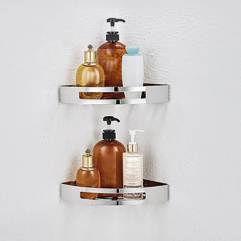 Avtoit | Polished Chrome Modern Bathroom Accessories Set Stainless Steel Triangular Shower Shelf
