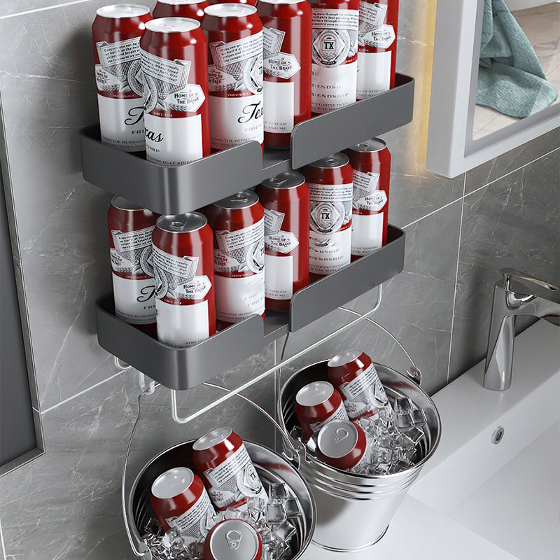 Avtoit | 3-piece modern bathroom hardware set aluminum bathroom shelf in gray