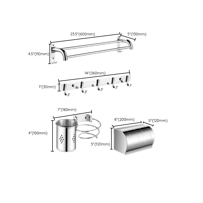 Avtoit | Modern Bathroom Accessories Hardware Set Silver Bathroom Hardware