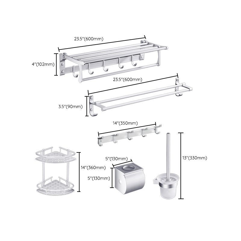 Avtoit | Contemporary silver metal bathroom accessory set with towel holder