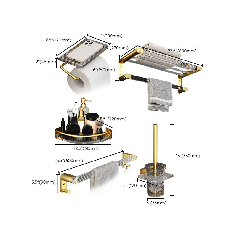 Avtoit | 6-piece bathroom accessory set made of gold-colored metal bathroom hardware set