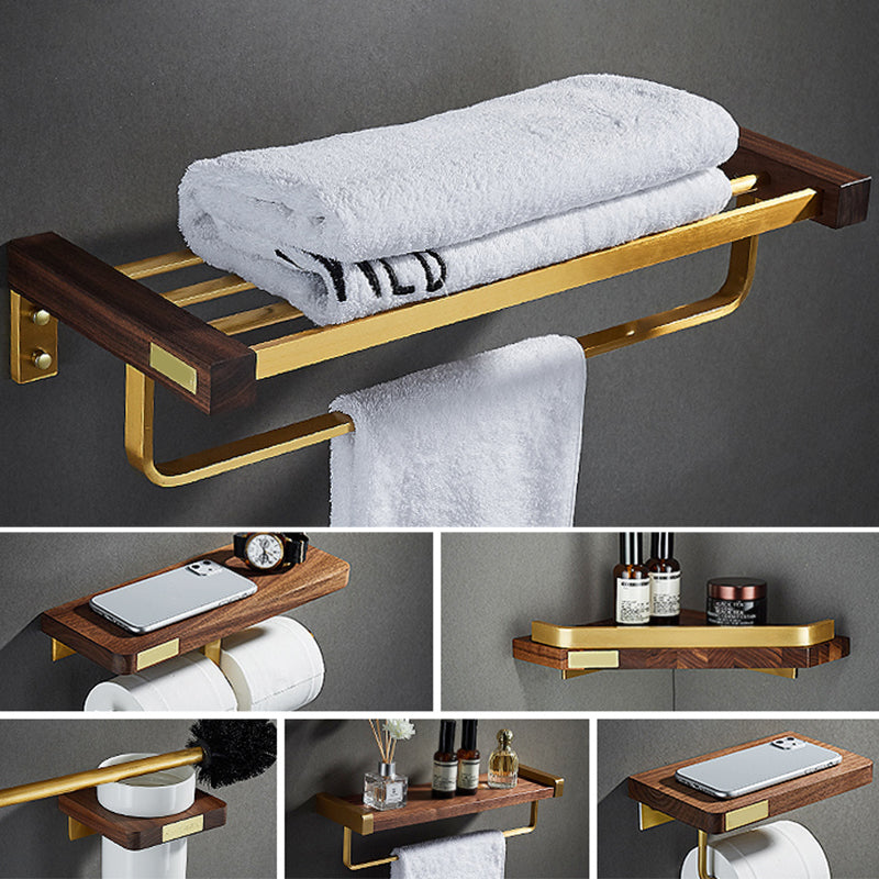 Avtoit | 6-piece walnut bathroom accessory set metal gold bath hardware set