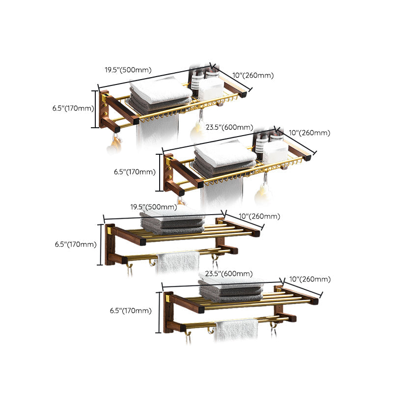 Avtoit | 6-piece walnut bathroom accessory set metal gold bath hardware set