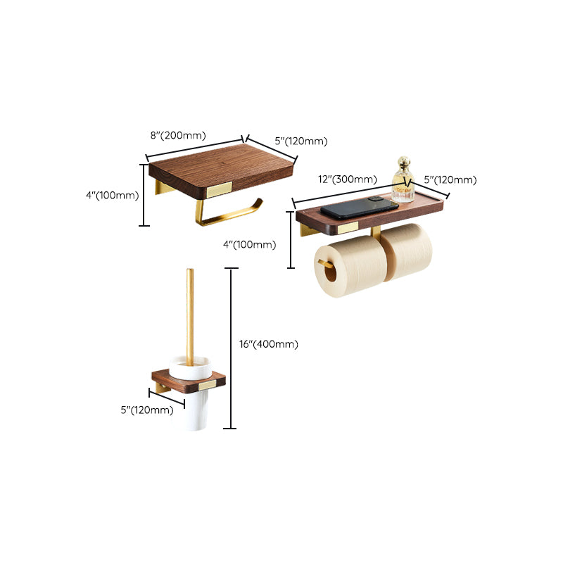 Avtoit | 6-piece walnut bathroom accessory set metal gold bath hardware set