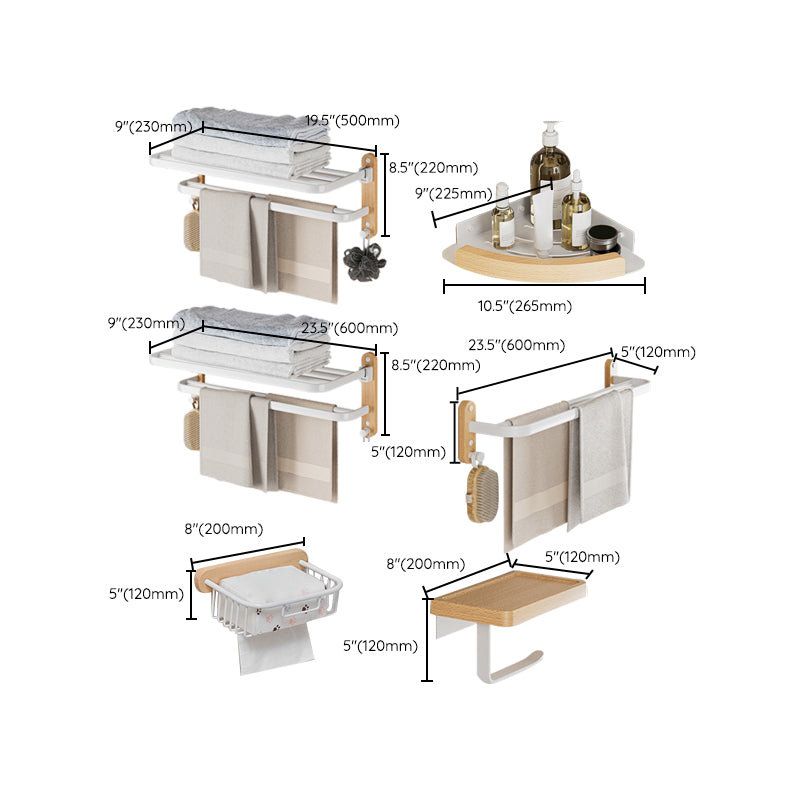 Avtoit | White Metal and Solid Wood Bathroom Accessories Hardware Set