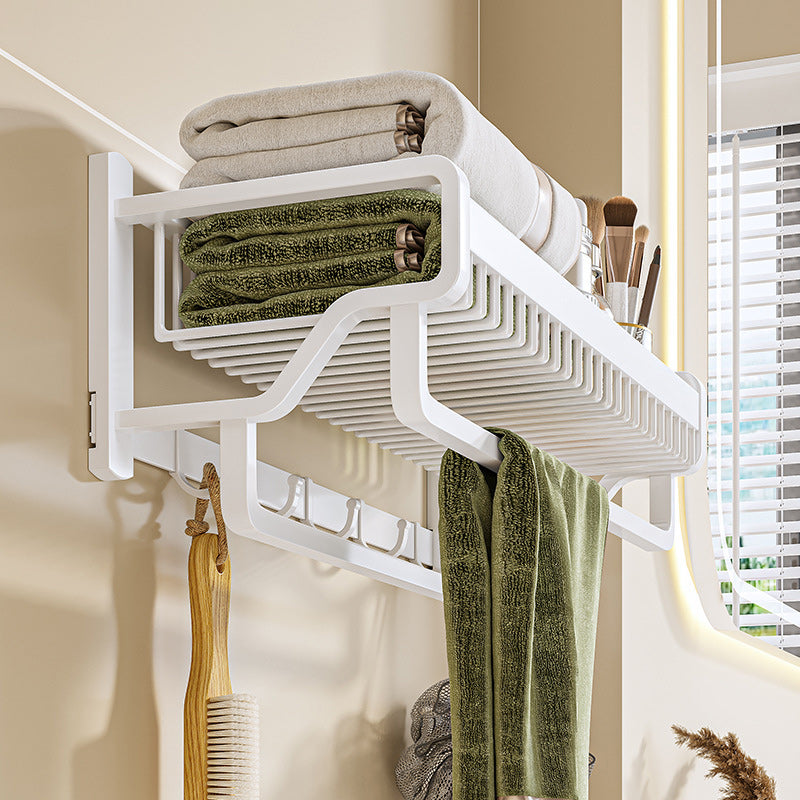 Avtoit | Modern bathroom accessory set in white with bath shelf/towel bar/bath towel hooks