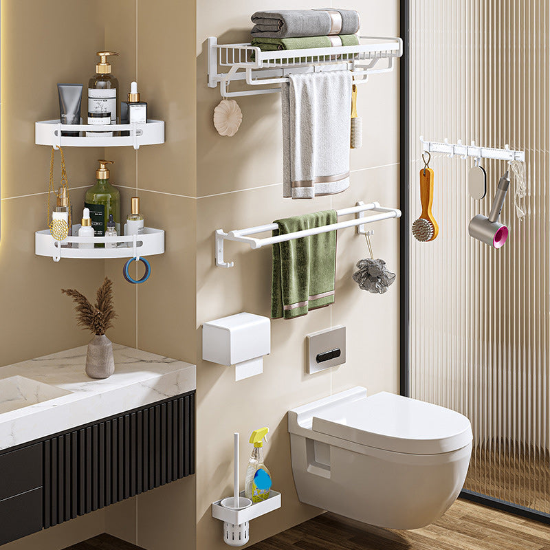 Avtoit | Modern bathroom accessory set in white with bath shelf/towel bar/bath towel hooks