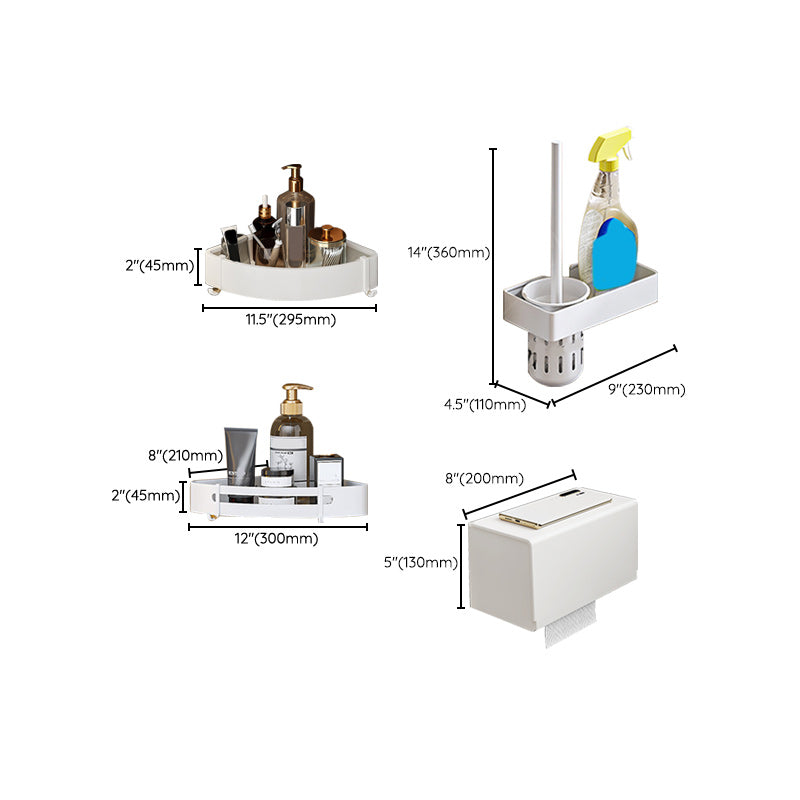 Avtoit | Modern bathroom accessory set in white with bath shelf/towel bar/bath towel hooks
