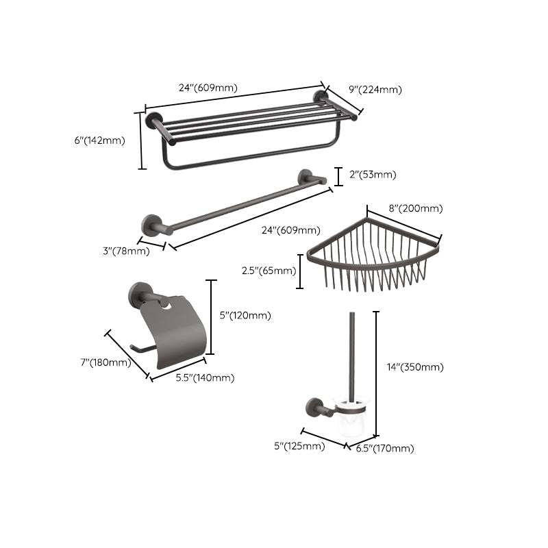 Avtoit | Gray Accessory Hardware Set Modern Bathroom Accessory Hardware Set