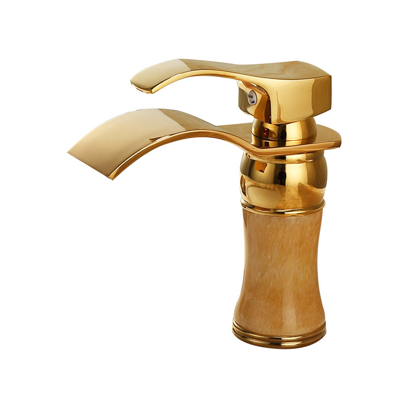 Avtoit | Wall-mounted Copper Roman Bath Faucet Low Arc Roman Bath Faucet Set with Jade