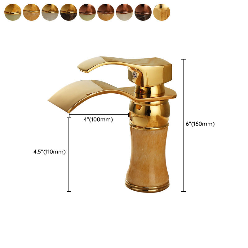 Avtoit | Wall-mounted Copper Roman Bath Faucet Low Arc Roman Bath Faucet Set with Jade
