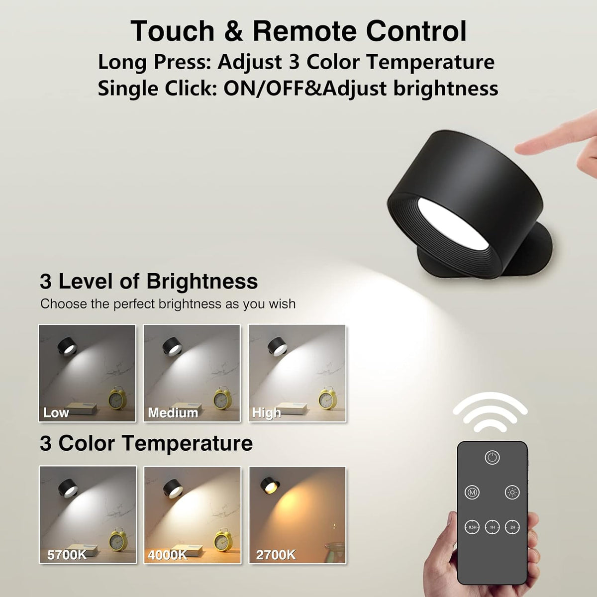 Avtoit | FlexiLamp – Wireless Rechargeable 360° LED Wall Light for Indoors & Outdoors