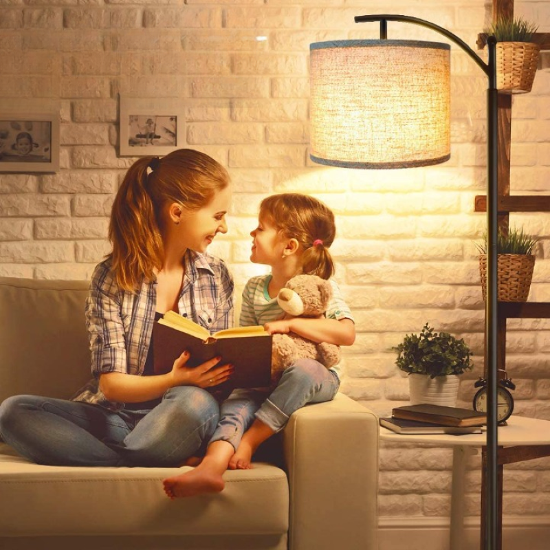 Avtoit | Floor lamp with 3 color temperatures LED bulb, floor lamp high industrial floor lamp reading for bedroom, office, white lampshade included