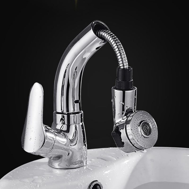 Avtoit | Vessel Sink Bathroom Faucet with Swiveling Spout Single Lever Faucet with Pull-Out Spray