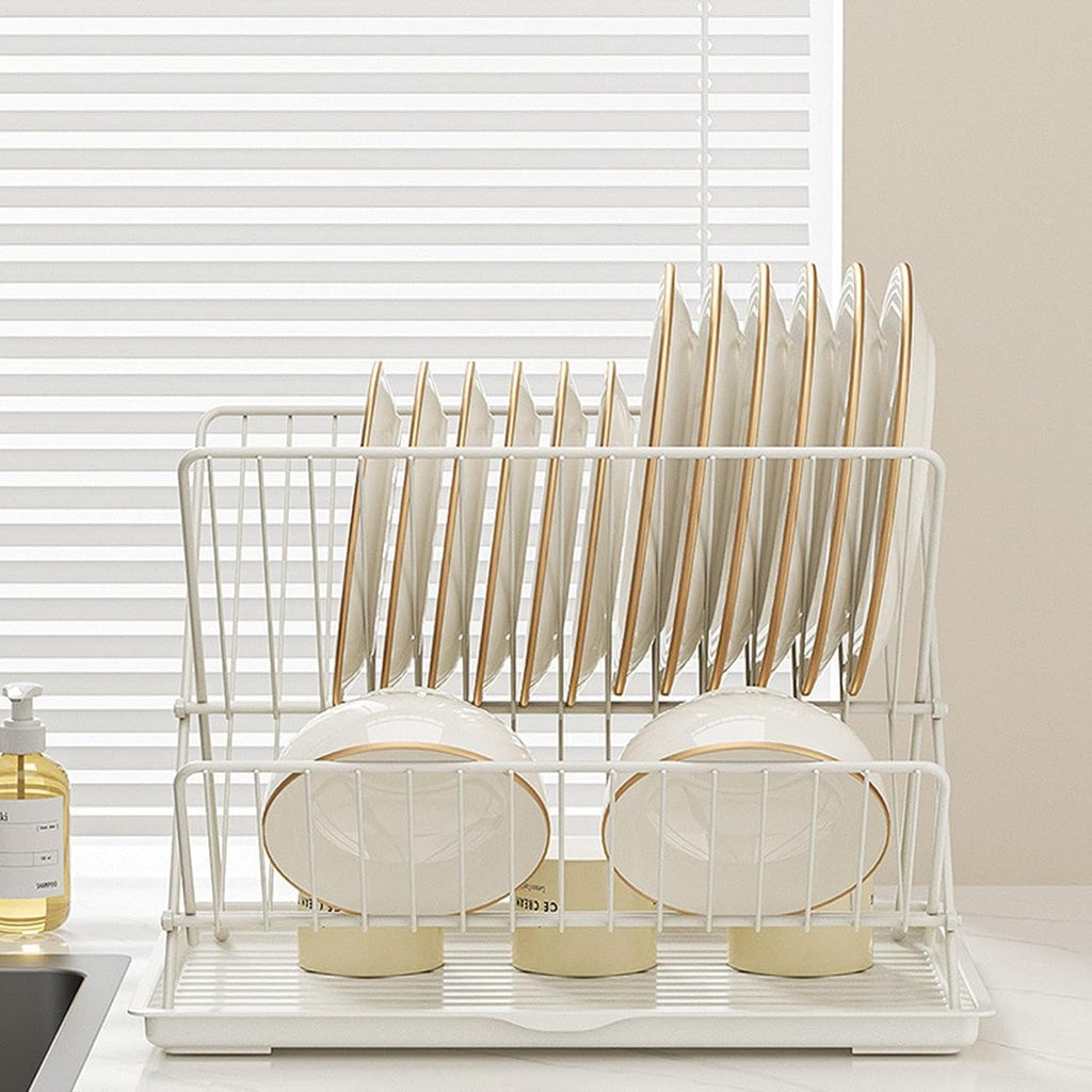 Avtoit | Folding Dish Drying Rack – 2-Tier Countertop Drainer with Detachable Tray – Kelvra
