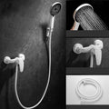 Avtoit | Round Shower Set White Wall Mounted Hand Shower Lever Handle Shower Hose Swiveling Shower Set