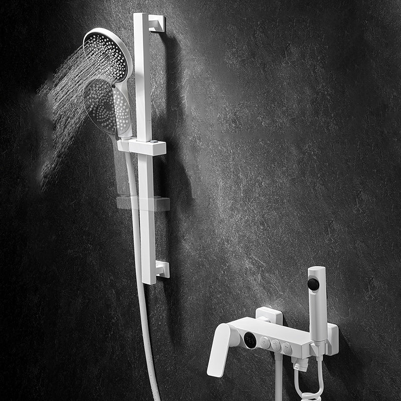 Avtoit | Round Shower Set White Wall Mounted Hand Shower Lever Handle Shower Hose Swiveling Shower Set