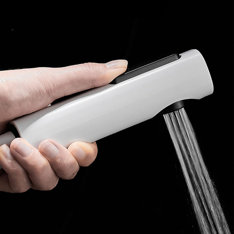 Avtoit | Round Shower Set White Wall Mounted Hand Shower Lever Handle Shower Hose Swiveling Shower Set