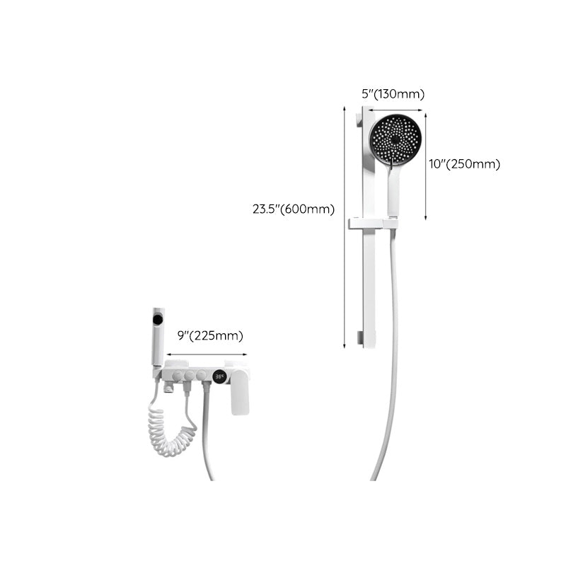 Avtoit | Round Shower Set White Wall Mounted Hand Shower Lever Handle Shower Hose Swiveling Shower Set