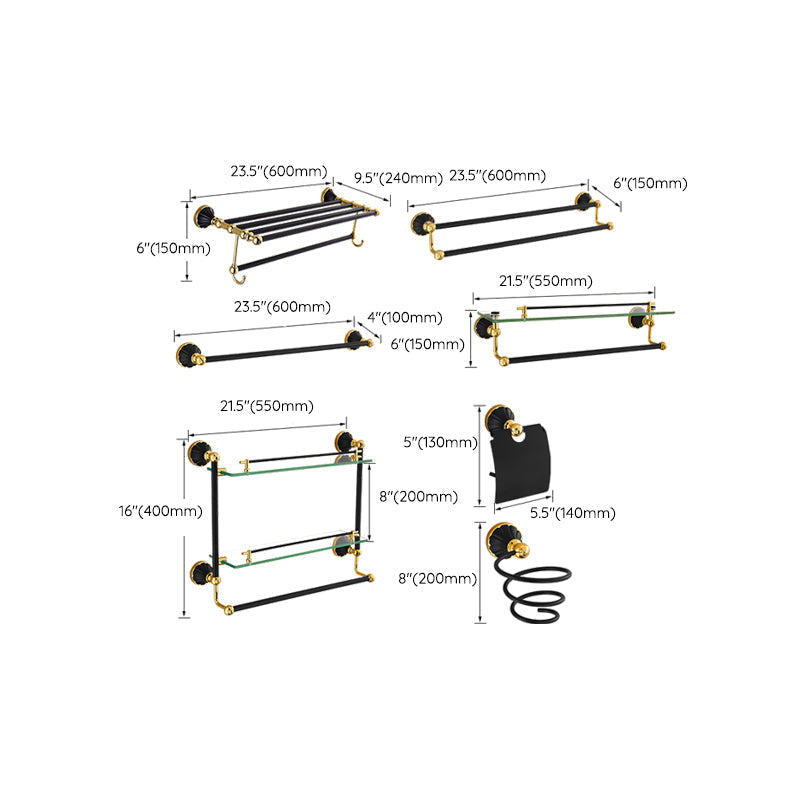 Avtoit | Traditional Bathroom Accessories Set Towel Bar Bathroom Shelf Black Bathroom Accessories Set