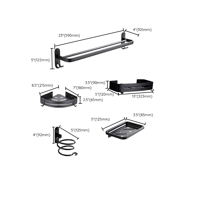 Avtoit | Modern Bathroom Accessories Set Black Towel Bar Paper Holder Bathroom Accessories Kit