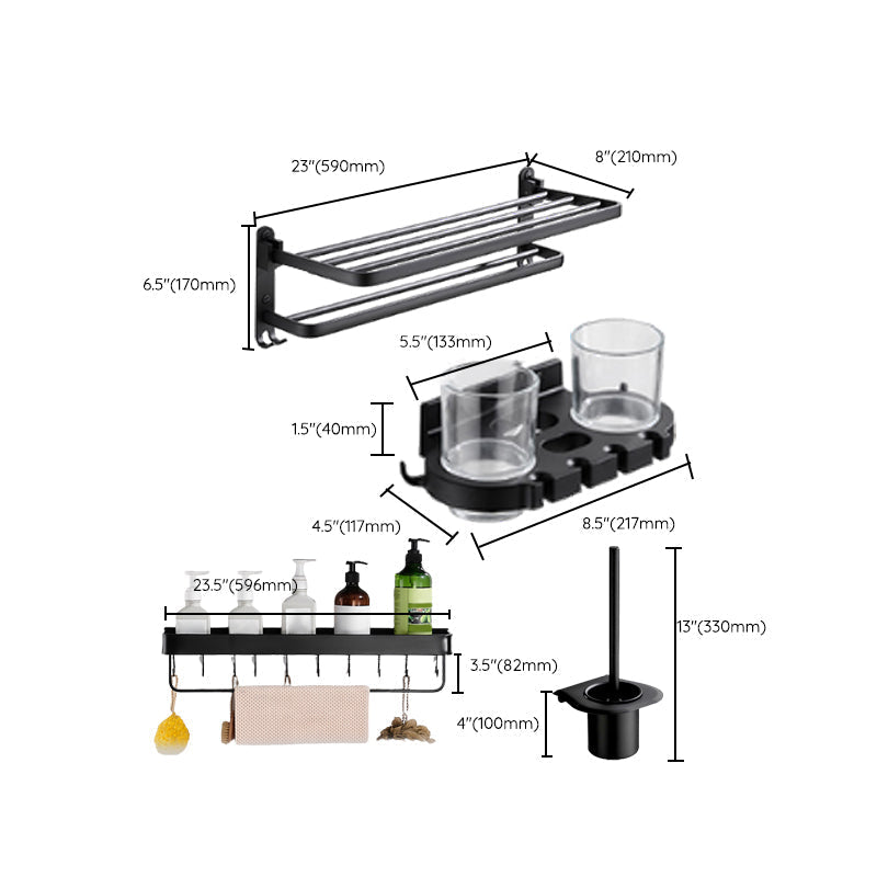 Avtoit | Modern Bathroom Accessories Set Black Towel Bar Paper Holder Bathroom Accessories Kit
