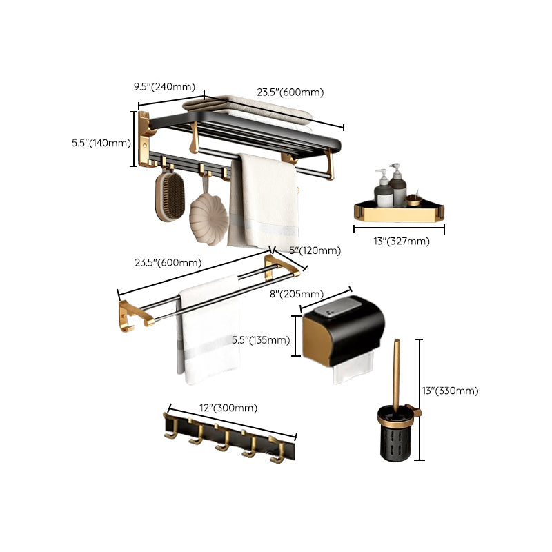 Avtoit | Modern Bathroom Accessories Set Paper Holder Towel Bar Black Bathroom Accessories Set