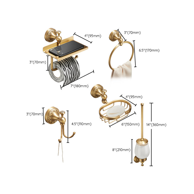 Avtoit | Modern Bathroom Accessory Set Paper Holder Bathroom Shelf Gold Bathroom Fittings Set