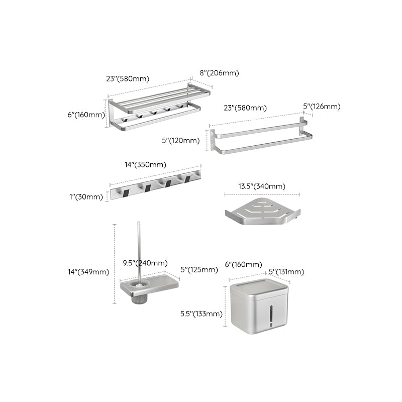 Avtoit | Modern Bathroom Accessories Set Silver Bathroom Shelf Towel Holder Bathroom Accessories Kit