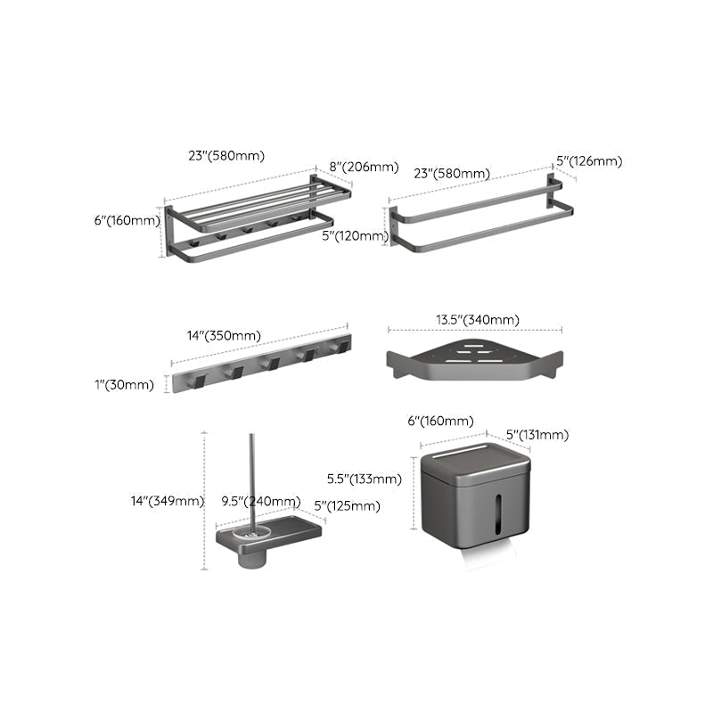 Avtoit | Modern Gray Bathroom Accessory Kit Paper Holder Bath Shelf Bathroom Hardware Set