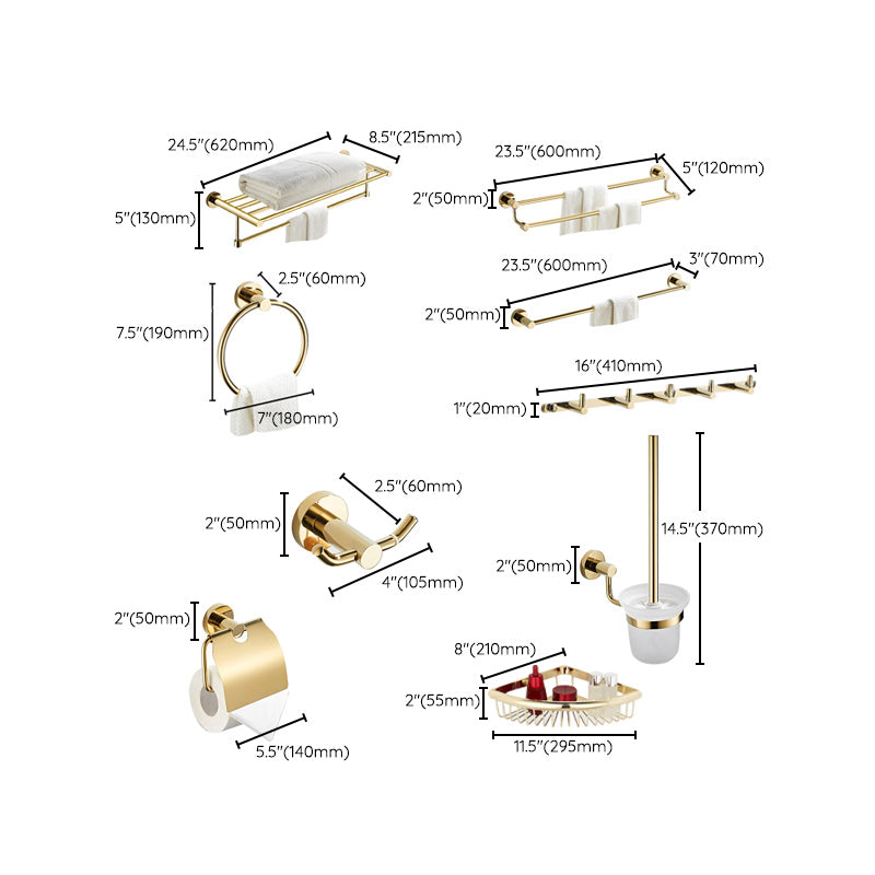 Avtoit | 4 Pieces Traditional Bathroom Accessory Set Brass Bathroom Set in Matte Gold