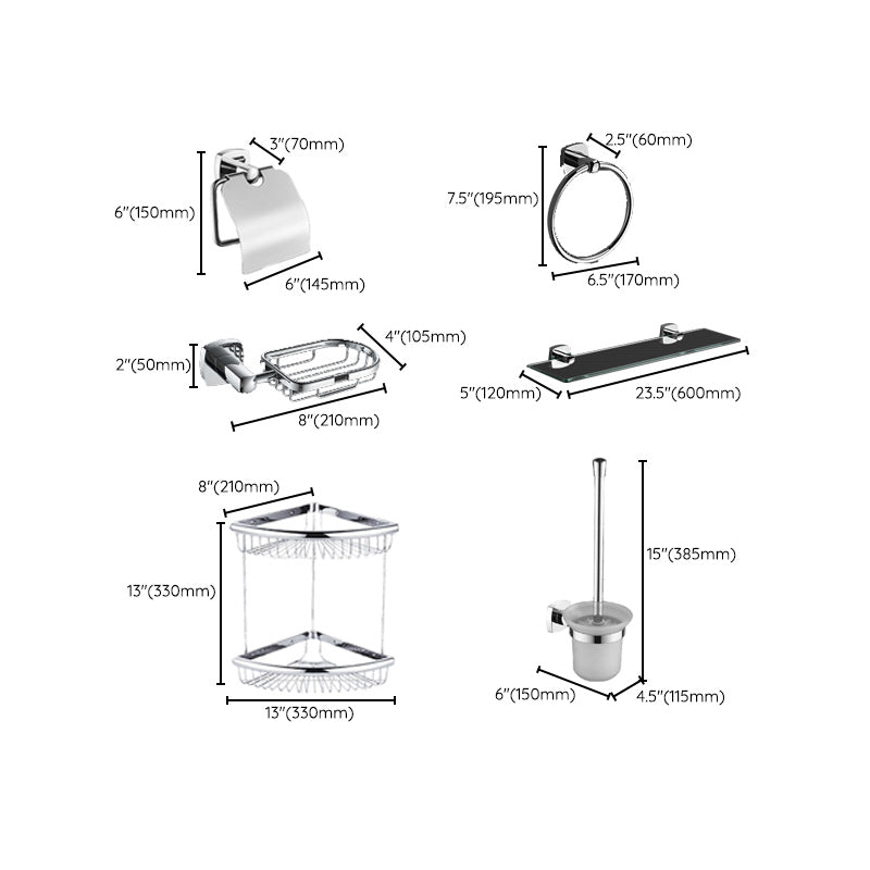 Avtoit | Polished Chrome Modernism Bathroom Accessory Set Bath Shelf / Towel Bar / Bathrobe Hook Included