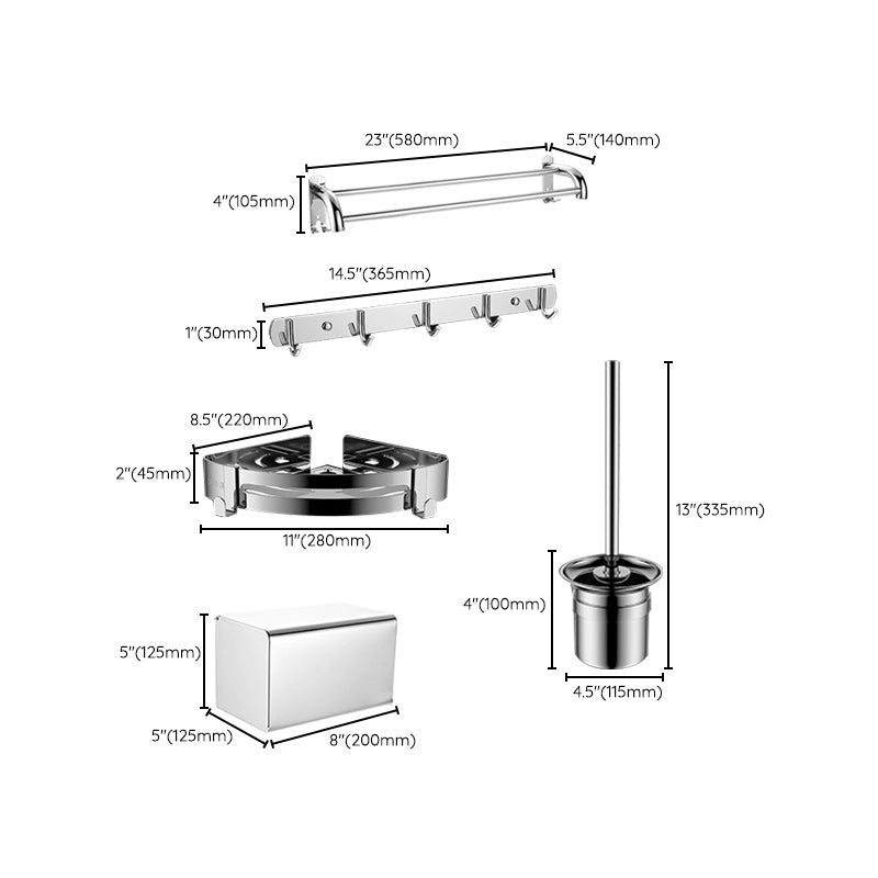 Avtoit | Modern Bathroom Accessory Set Made of Chrome-Plated Stainless Steel with Bathrobe Hook/Towel Bar