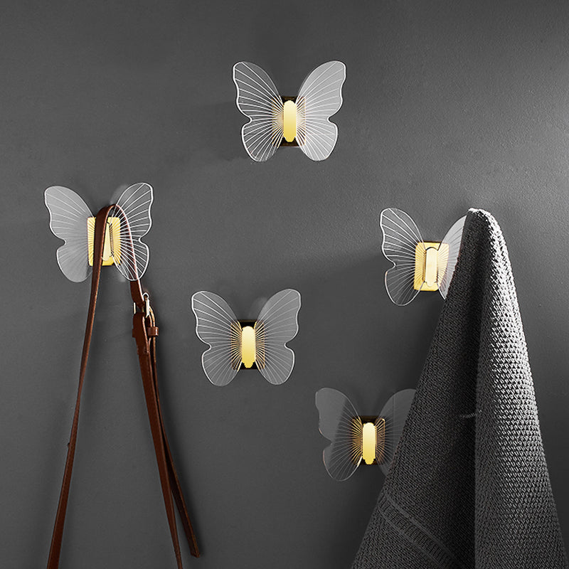 Avtoit | Modern Brass Bathroom Accessory Set Acrylic Butterfly Theme Bathrobe Hooks