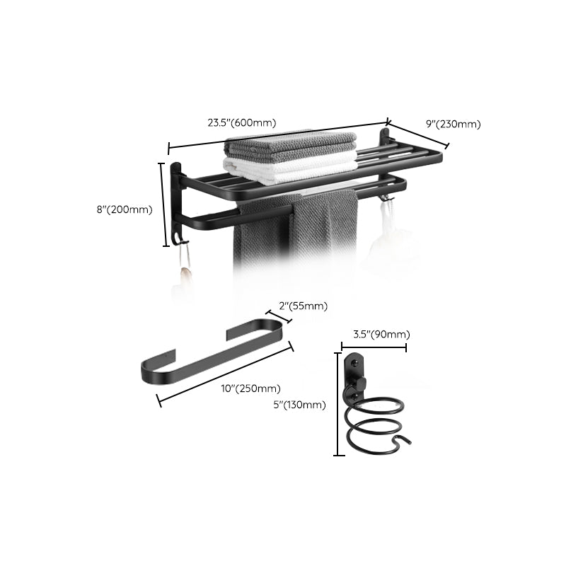 Avtoit | Modern Black Bathroom Accessory Set Tissue Holder Towel Bar Bathroom Fittings Set
