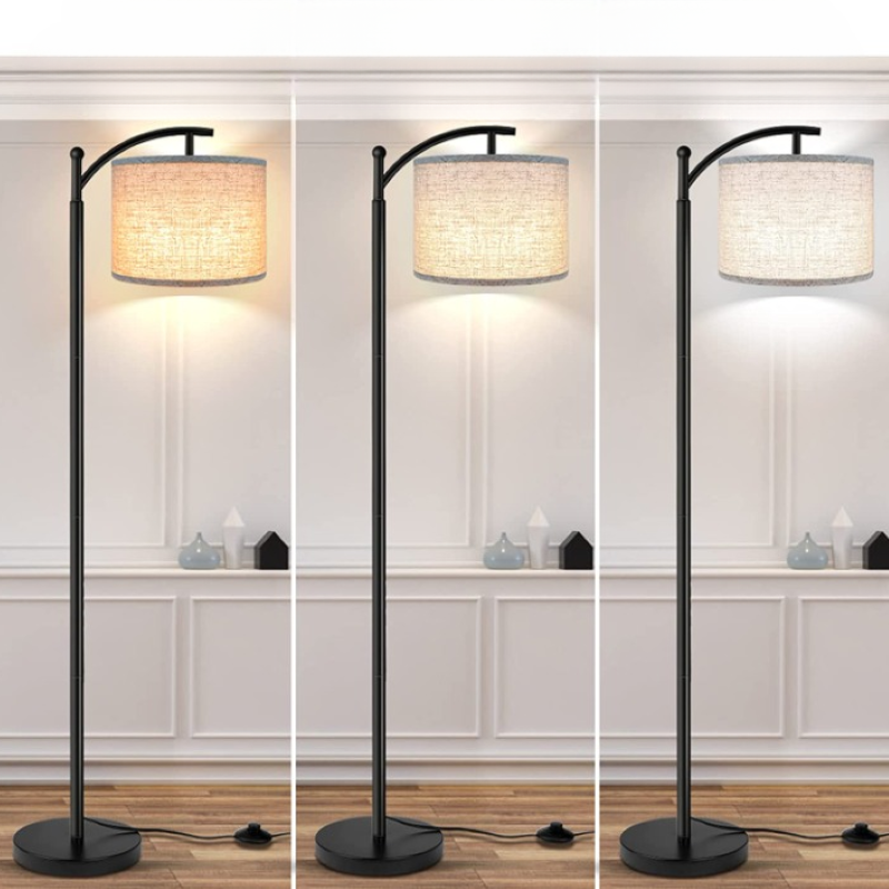 Avtoit | Floor lamp with 3 color temperatures LED bulb, floor lamp high industrial floor lamp reading for bedroom, office, white lampshade included