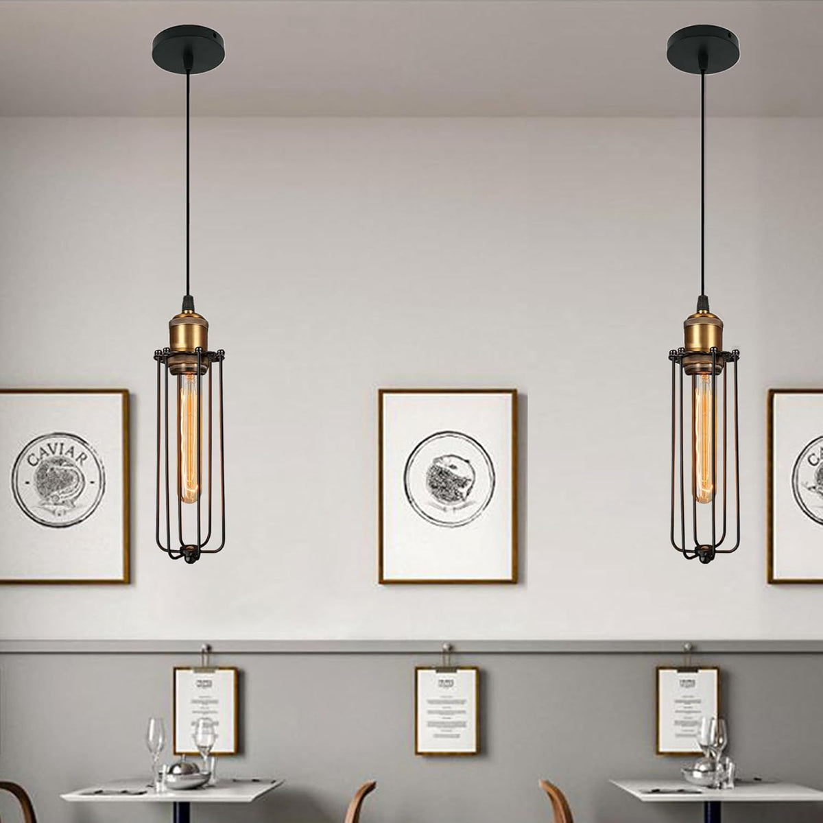 Avtoit | Industrial Pendant Light in Retro Design – Vintage Hanging Lamp with Metal Grid