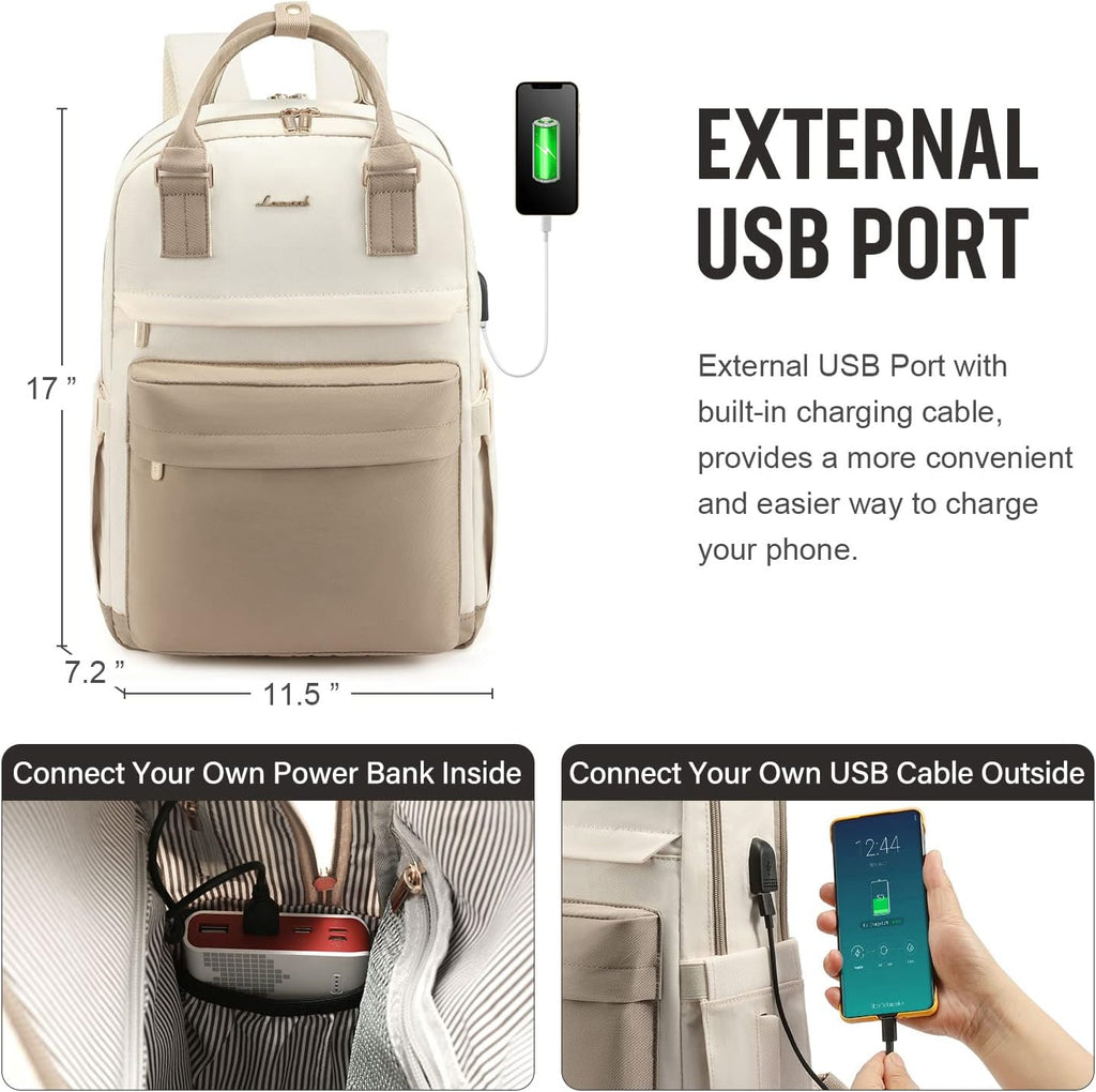 Avtoit | Women’s Waterproof Laptop Backpack with USB Charging – Stylish 17-Inch Work, School & Travel Bag