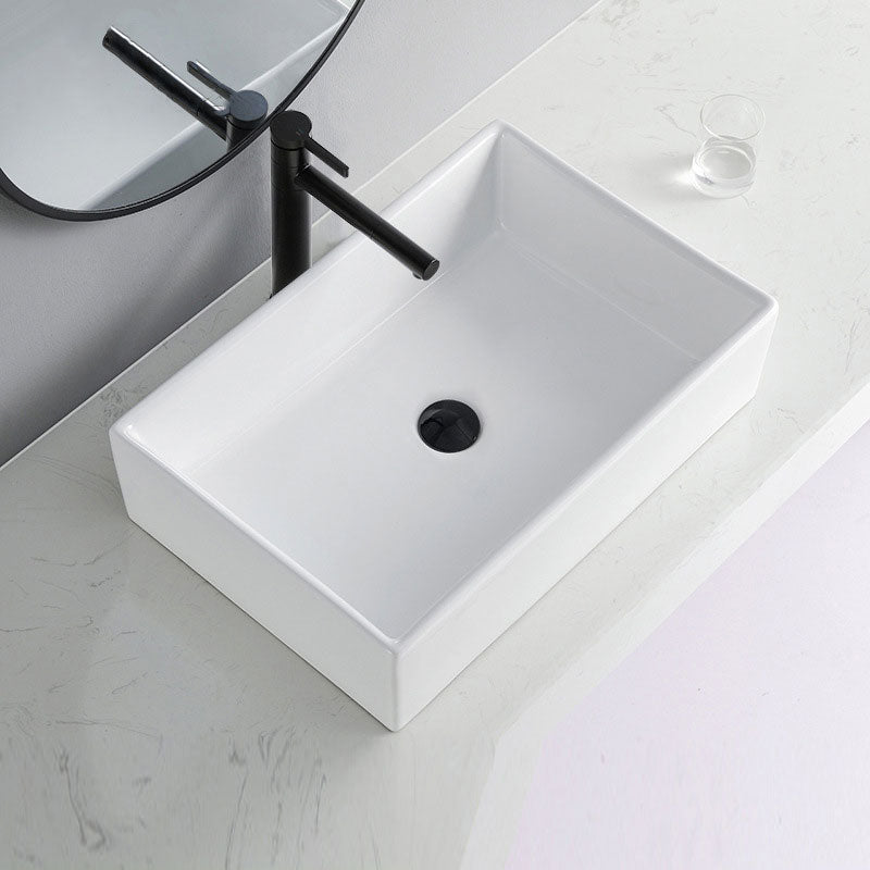 Avtoit | Contemporary Bathroom Sink Porcelain Rectangular Vessel Sink Sink Only