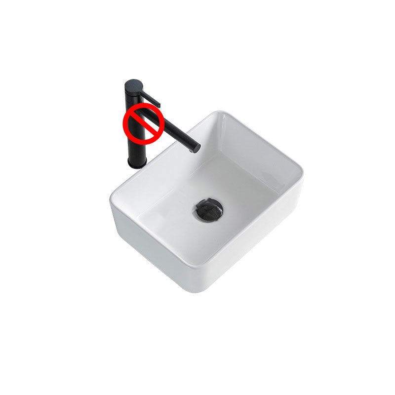 Avtoit | Contemporary Bathroom Sink Porcelain Rectangular Vessel Sink Sink Only