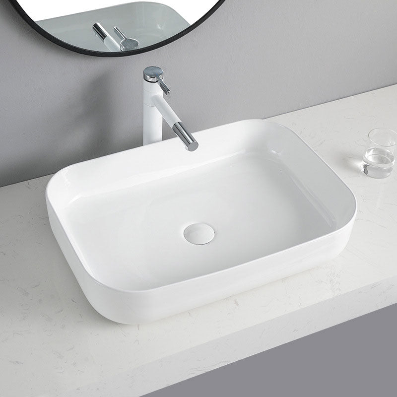 Avtoit | Contemporary Bathroom Sink Porcelain Rectangular Vessel Sink Sink Only