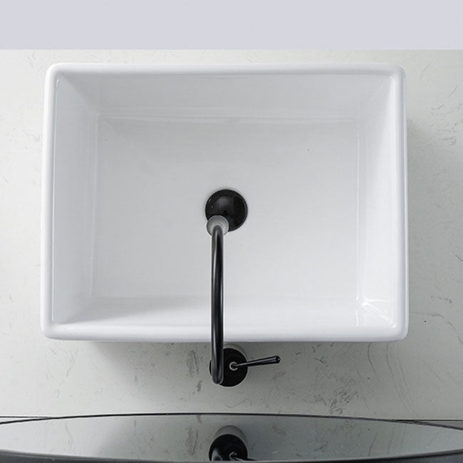 Avtoit | Contemporary Bathroom Sink Porcelain Rectangular Vessel Sink Sink Only