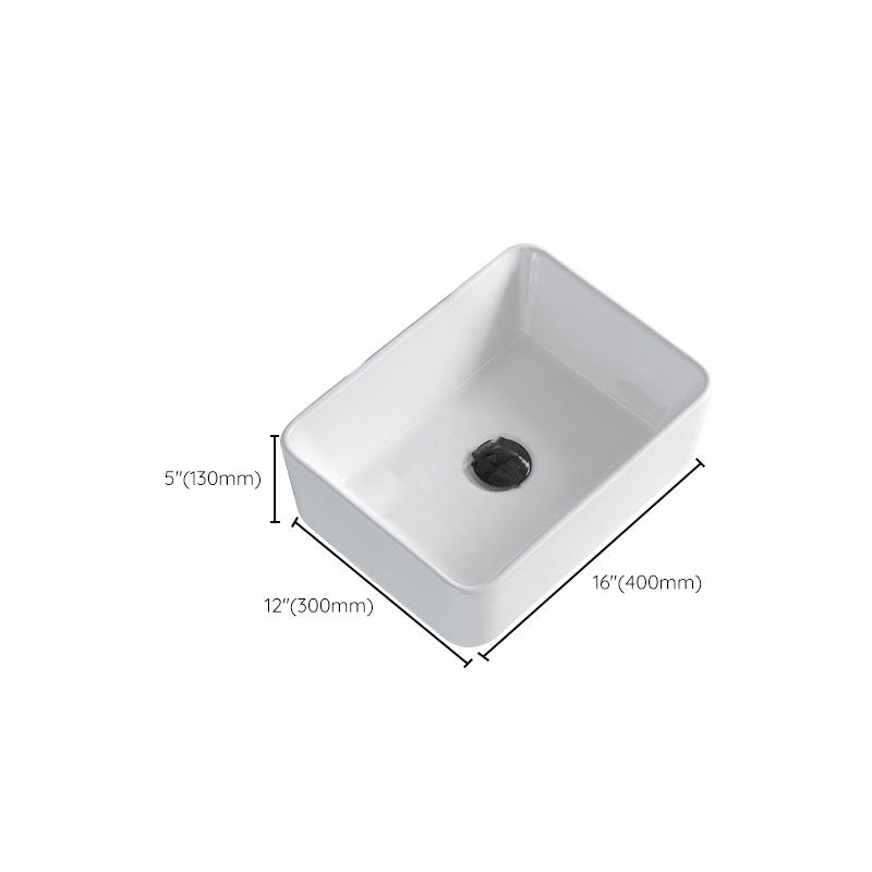 Avtoit | Contemporary Bathroom Sink Porcelain Rectangular Vessel Sink Sink Only