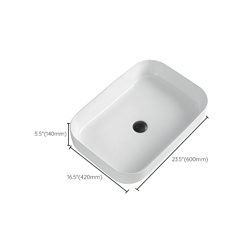 Avtoit | Contemporary Bathroom Sink Porcelain Rectangular Vessel Sink Sink Only