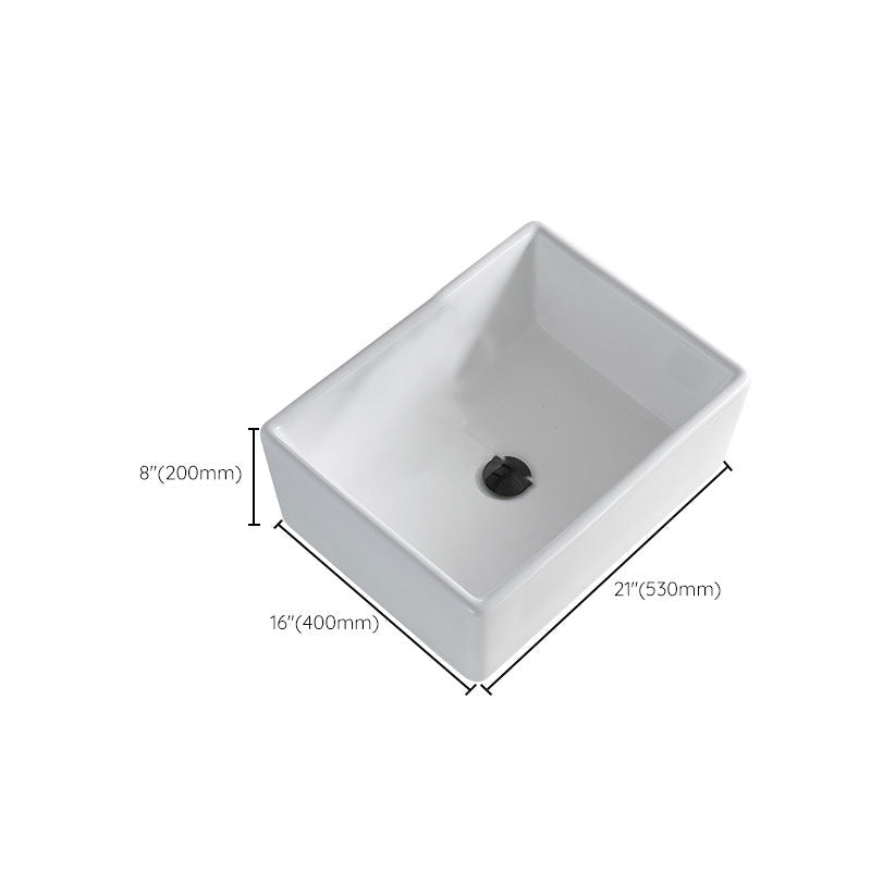 Avtoit | Contemporary Bathroom Sink Porcelain Rectangular Vessel Sink Sink Only